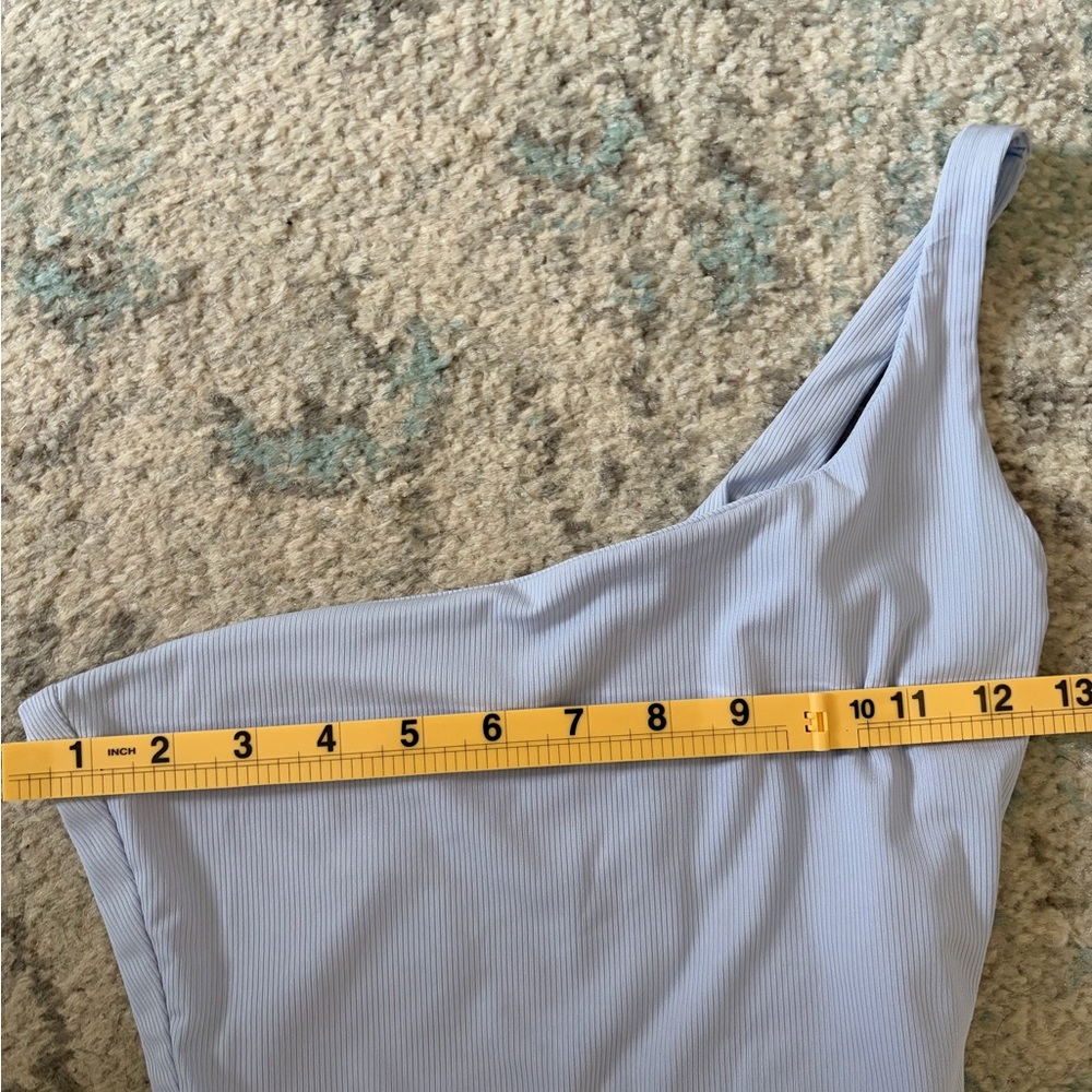 Naked Wardrobe One Shoulder Ribbed Crop Top Light Blue Size S - Picture 3 of 4
